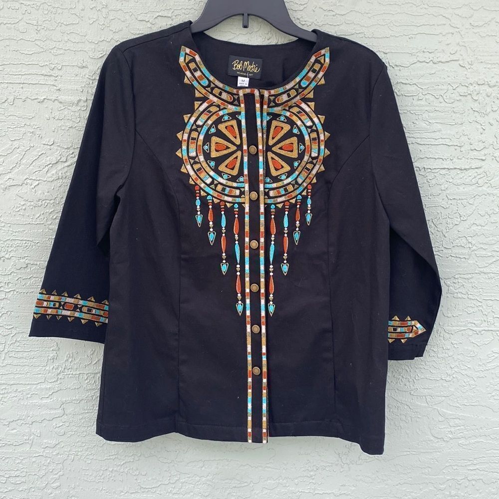 Vintage Bob Mackie Wearable Art Top Dream Catcher Button Up NWT Sz M Y2K